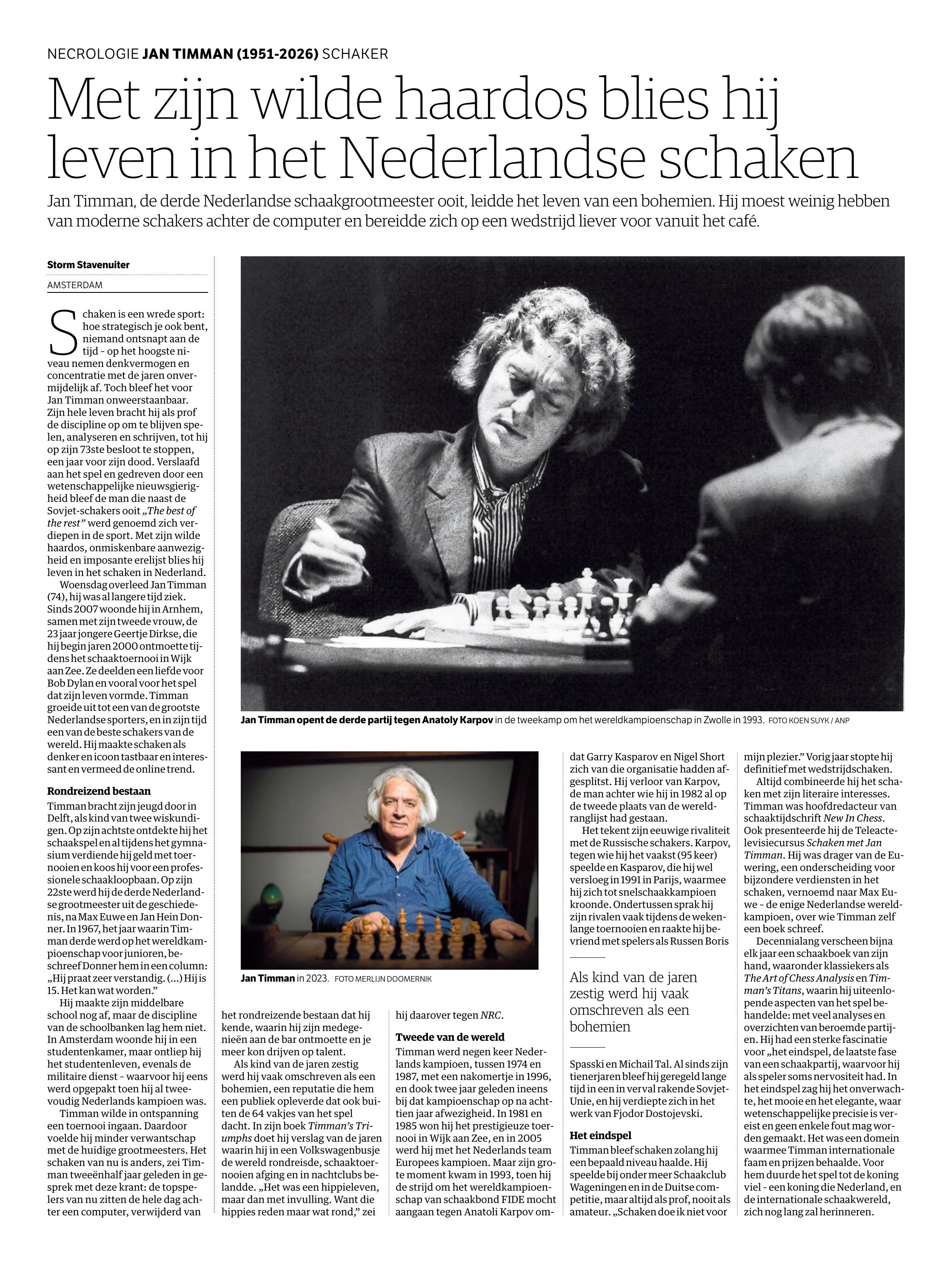 Met zijn wilde haardos blies hij leven in het Nederlandse schaken